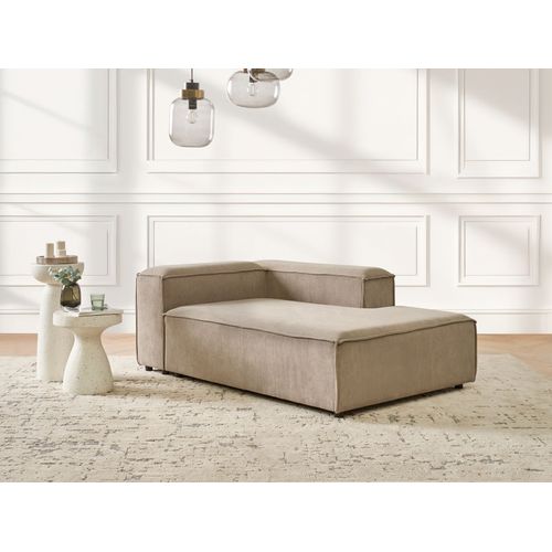Chaise Longue Côté Gauche Ardal Velours Côtelé Marron Clair