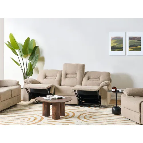 Canapé Relax Manuel 3 Places Bergen Tissu Beige