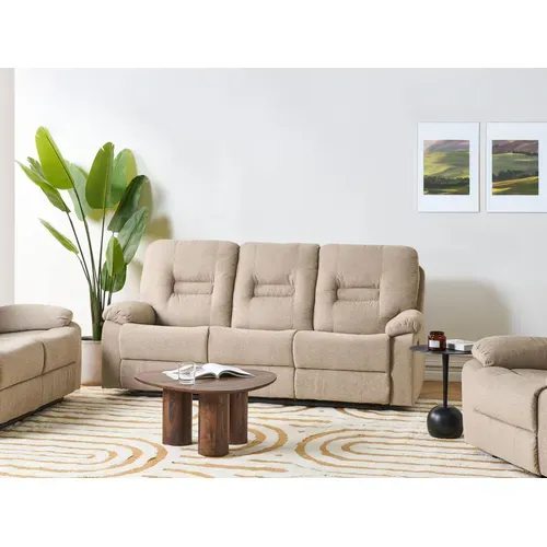 Canapé Relax Manuel 3 Places Bergen Tissu Beige