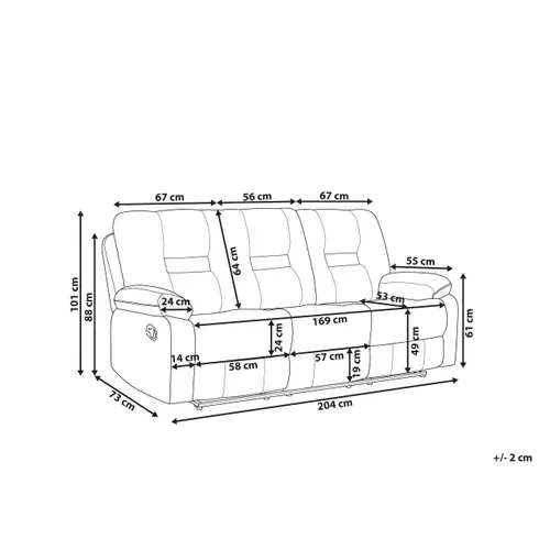 Canapé Relax Manuel 3 Places Bergen Tissu Beige