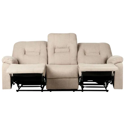 Canapé Relax Manuel 3 Places Bergen Tissu Beige