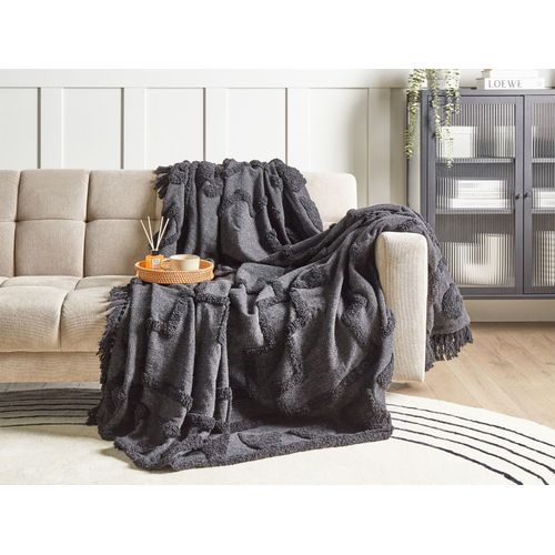 Couverture Chack Coton 220 X 240 Cm Gris Foncé