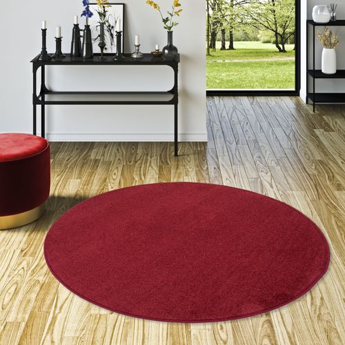 Tapis à Poils Longs Mona Rond 133cm Pourpre