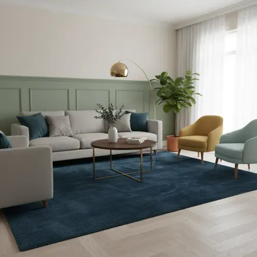 Tapis En Fausse Fourrure 80x150cm Bleu Foncé