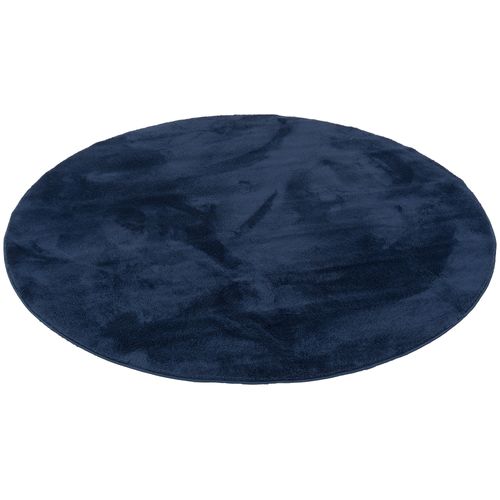 Tapis En Fausse Fourrure 120cm Bleu Foncé Rond