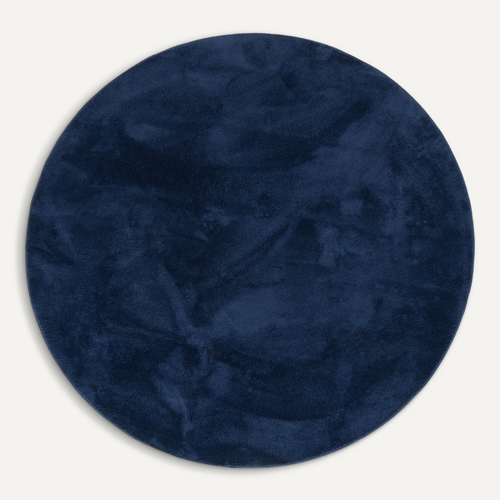 Tapis En Fausse Fourrure 120cm Bleu Foncé Rond