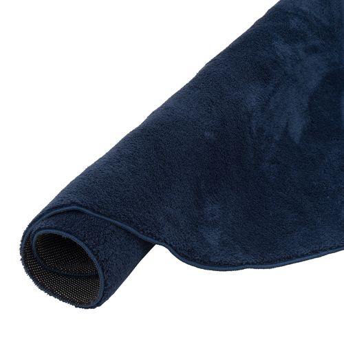 Tapis En Fausse Fourrure 120cm Bleu Foncé Rond