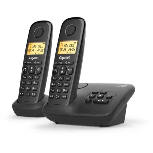 Téléphone Sans Fil Duo Basic 100a Avec Répondeur 25 Min, Écran 1,5", Noir