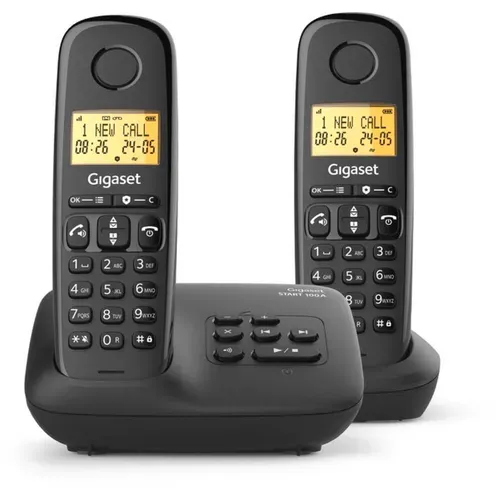 Téléphone Sans Fil Duo Basic 100a Avec Répondeur 25 Min, Écran 1,5", Noir