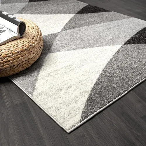 Tapis Pearl Moderne Salon Découpe Contour, Gris, 200x280 Cm