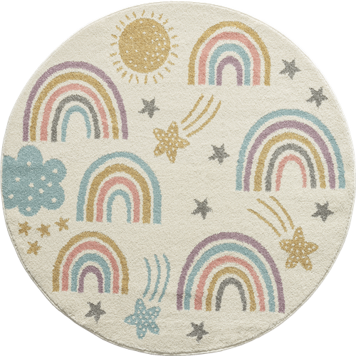 Tapis Beat Kids Moderne Et Doux Enfant, Crème, 120 Cm Ronde