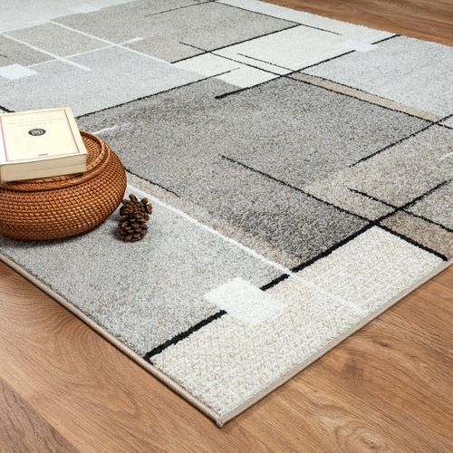 Tapis Pearl Moderne Salon Découpe Contour, Beige, 200x280 Cm