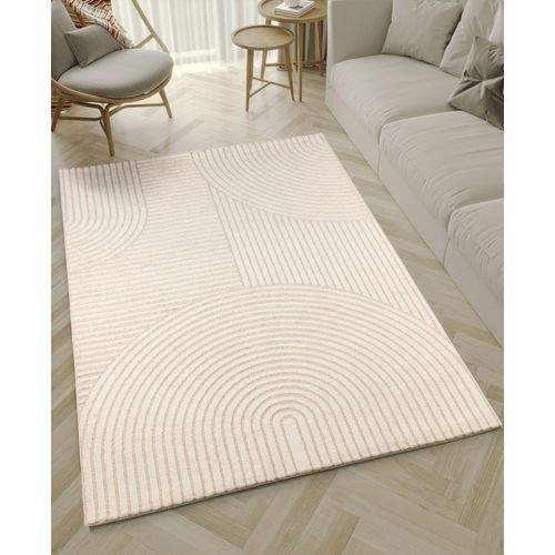 Tapis Everest Moderne Effet Haut-bas 3d - Beige - 160x230 Cm