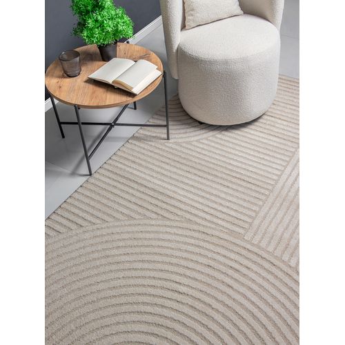 Tapis Everest Moderne Effet Haut-bas 3d - Beige - 80x300 Cm