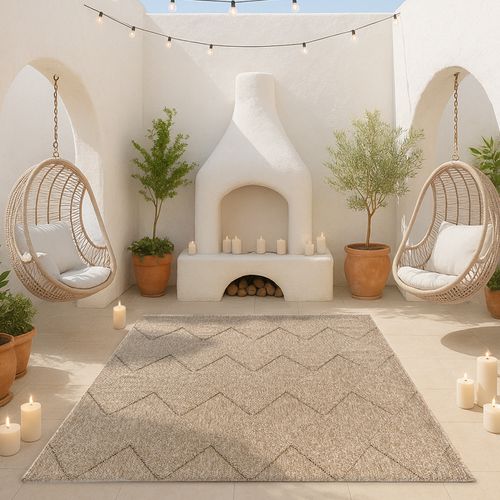 Tapis Kos Extérieur Moderne Losange, Nature, 80 X 250 Cm