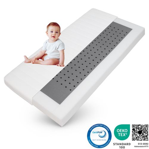 Matelas Mousse 60x120 cm Pour Enfants - Epaisseur 11 Cm Avec Housse Anti-boulochage