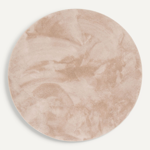 Tapis En Fausse Fourrure 120cm Beige Rond