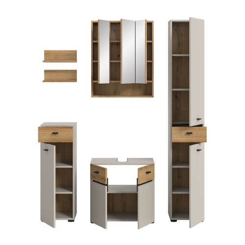 Ensemble De Salle De Bain 5 Pièces Aqua (lxhxp : Env. 154x191x35 Cm), Coloris Cachemire