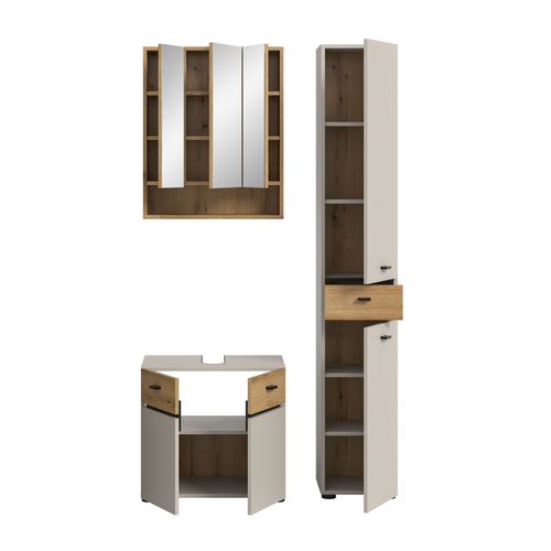 Ensemble De Salle De Bain 3 Pièces Aqua (lxhxp : Env. 107x191x35 Cm) , Coloris Cachemire
