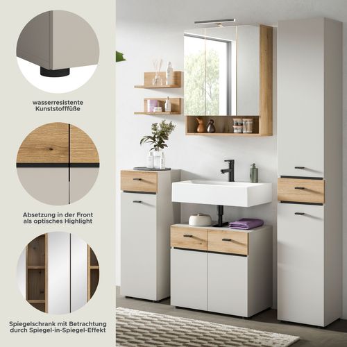 Ensemble De Salle De Bain 6pcs Avec éclairage Aqua (lxhxp : 154x191x35 Cm), Coloris Cachemire