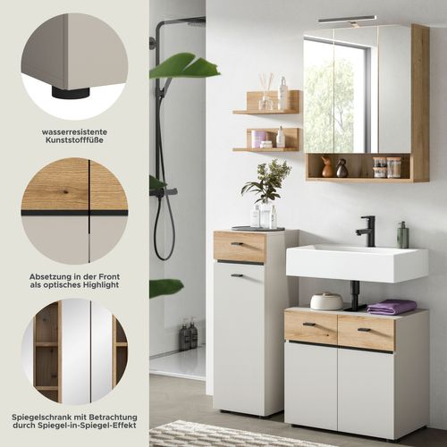 Ensemble De Salle De Bain 5pcs Avec éclairage Aqua (lxhxp : 107x191x35 Cm) , Coloris Cachemire