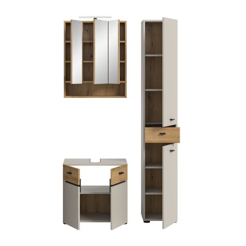 Ensemble De Salle De Bain 4pcs Avec éclairage Aqua (lxhxp : 107x191x35 Cm), Coloris Cachemire