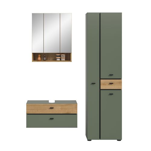 Ensemble De Salle De Bain 3 Pièces Aqua (lxhxp : Env. 141x191x35 Cm), Coloris Vert Sauge