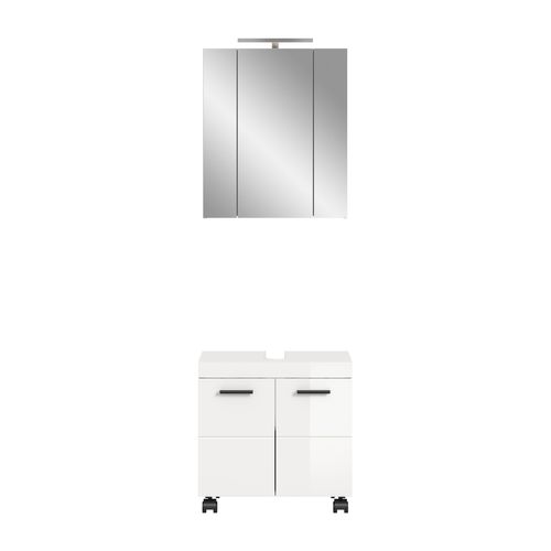 Ensemble De Salle De Bain 3pcs Avec éclairage Nova (lxhxp : 60x191x30 cm), Coloris Blanc Brillant