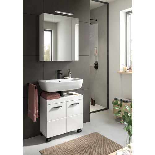 Ensemble De Salle De Bain 3pcs Avec éclairage Nova (lxhxp : 60x191x30 cm), Coloris Blanc Brillant
