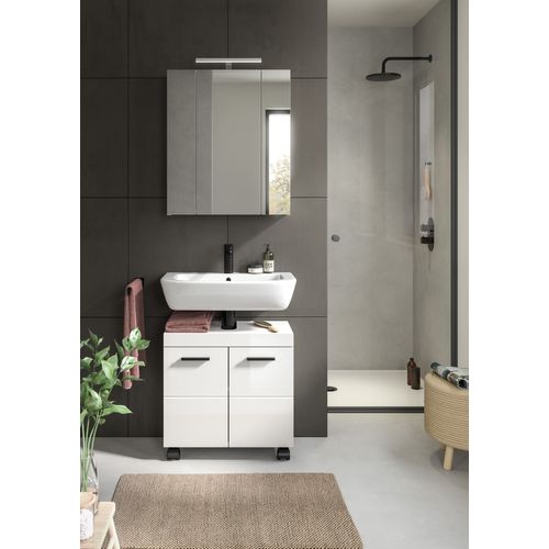 Ensemble De Salle De Bain 3pcs Avec éclairage Nova (lxhxp : 60x191x30 cm), Coloris Blanc Brillant