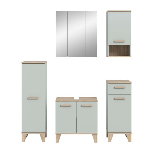 Ensemble De Salle De Bain 5 Pièces Star (lxhxp : Env. 158x190x34 Cm), Coloris Vert Clair
