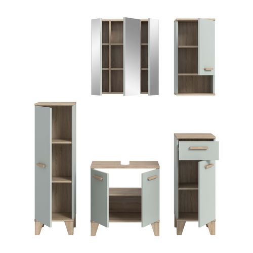 Ensemble De Salle De Bain 5 Pièces Star (lxhxp : Env. 158x190x34 Cm), Coloris Vert Clair