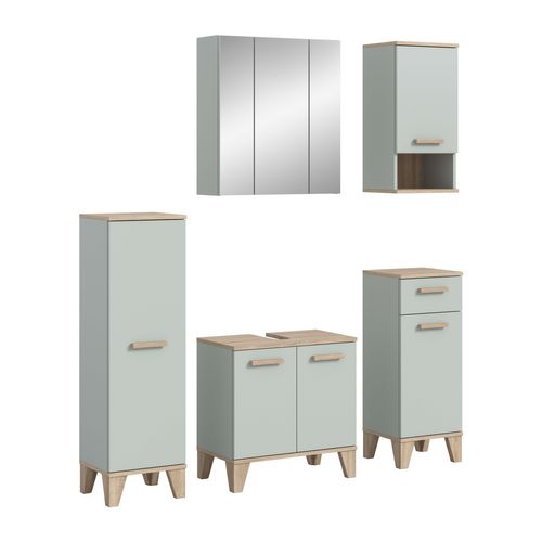 Ensemble De Salle De Bain 5 Pièces Star (lxhxp : Env. 158x190x34 Cm), Coloris Vert Clair