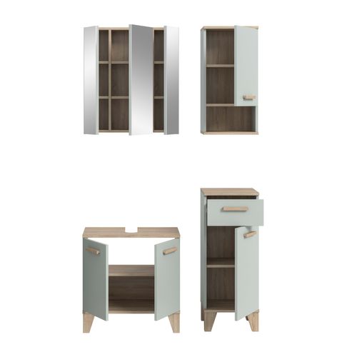 Ensemble De Salle De Bain 4 Pièces Star (lxhxp : Env. 109x190x34 Cm) , Coloris Vert Clair