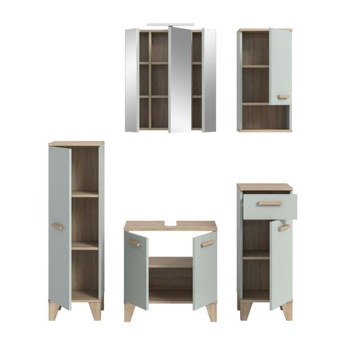 Ensemble De Salle De Bain 6pcs Avec éclairage Star (lxhxp : 158x190x34â cm), Coloris Vert Clair