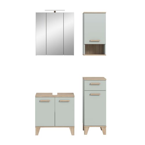 Ensemble De Salle De Bain 5pcs Avec éclairage Star (lxhxp: 109x190x34cm), Coloris Vert Clair