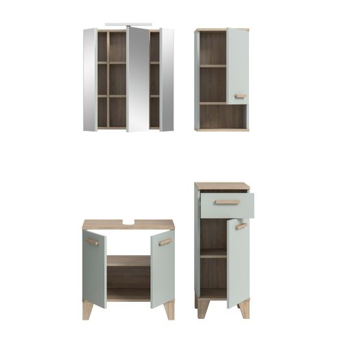 Ensemble De Salle De Bain 5pcs Avec éclairage Star (lxhxp: 109x190x34cm), Coloris Vert Clair