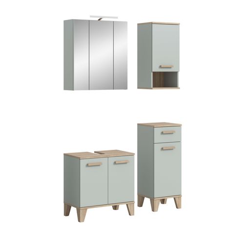 Ensemble De Salle De Bain 5pcs Avec éclairage Star (lxhxp: 109x190x34cm), Coloris Vert Clair