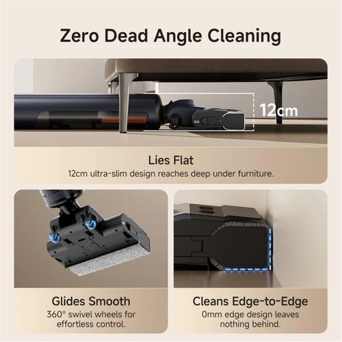 D700 pro Aspirateur Balai Sans Fil 23 000 Pa, 6×4000 Mah,Filtration Efficace,Tous Sols,Bleu foncé