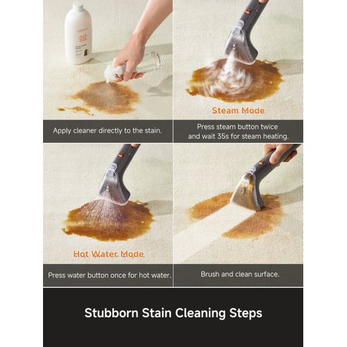 B400 Nettoyeur De Tapis Et Meubles Avec Fonction Vapeur, 600w, Aspiration 18kpa, 1750w Nettoyeur à V