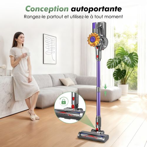Aspirateur balai sans fil, 55000Pa/ 60 min /bac 1,6 L,aspirateur balai puissant,pour tous les sols