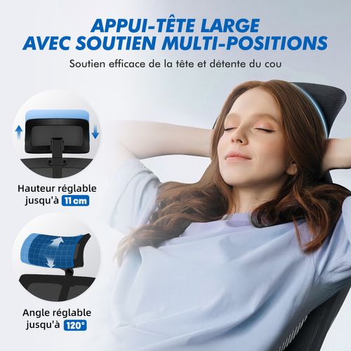 Fauteuil De Bureau Ergonomique, Chaise De Bureau Avec Support Lombaire 5d