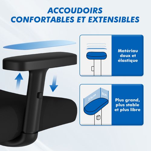 Fauteuil De Bureau Ergonomique, Chaise De Bureau Avec Support Lombaire 5d