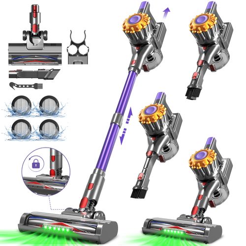 Aspirateur balai auto-portant puissant sans fil 40kpa/1.6L/60 Min MAX d'Autonomie, Lumière Verte