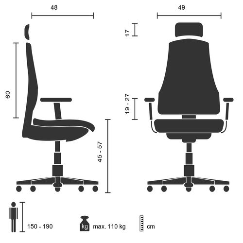 Fauteuil De Bureau Air-port Tissu Maille Noir Avec Accoudoirs Rabattables