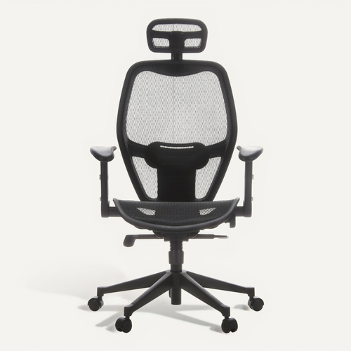 Fauteuil De Bureau Air-port Tissu Maille Noir Avec Accoudoirs Rabattables