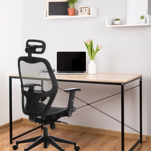 Fauteuil De Bureau Air-port Tissu Maille Noir Avec Accoudoirs Rabattables