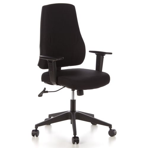 Fauteuil De Bureau Pro-tec 100 Tissu Noir Avec Accoudoirs (réglables En Hauteur)