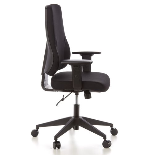 Fauteuil De Bureau Pro-tec 100 Tissu Noir Avec Accoudoirs (réglables En Hauteur)