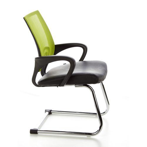 Chaises Cantilever Visto Net V Simili Cuir/tissu à Maille Noir/vert Accoudoirs Compris